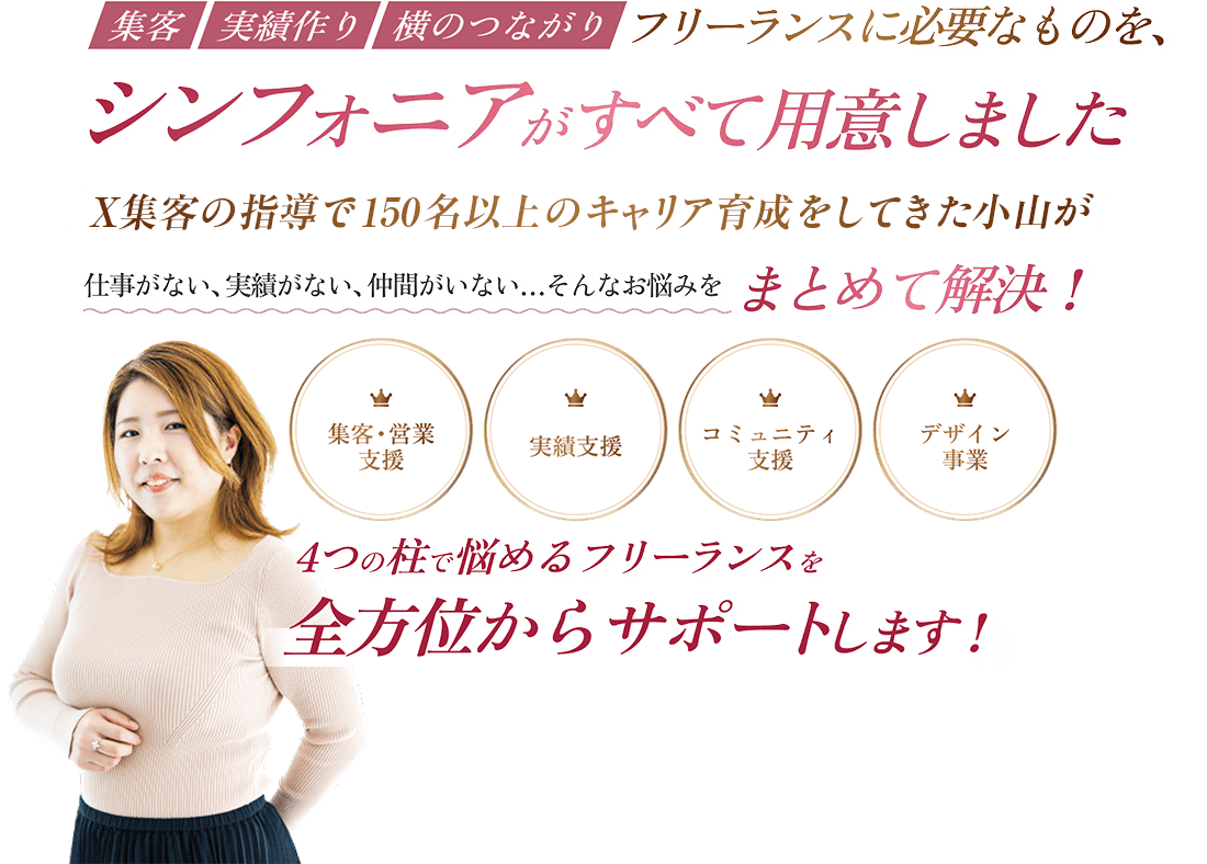 集客・実績作り・横のつながり…フリーランスに必要なものをシンフォニアがすべて用意しました